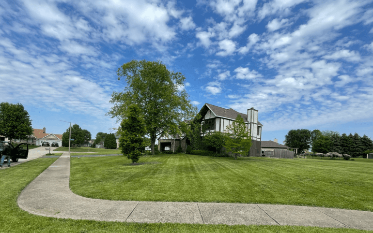 Freshly mowed lawn in Waukegan Illinois