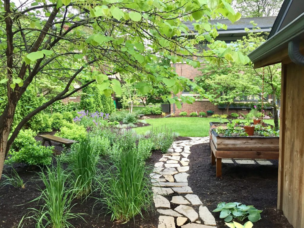 Flagstone Walk through an Urban Garden